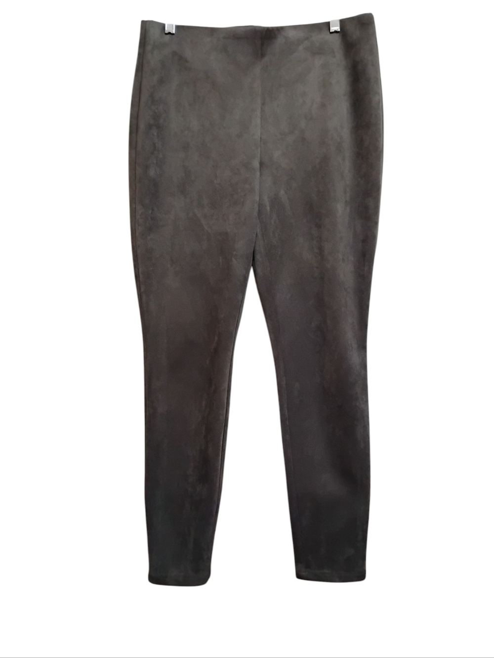 CHICO'S GRAY Faux Suede Leggings Pull Up Stretchy Elastic Waist 1R (U.S.8R)